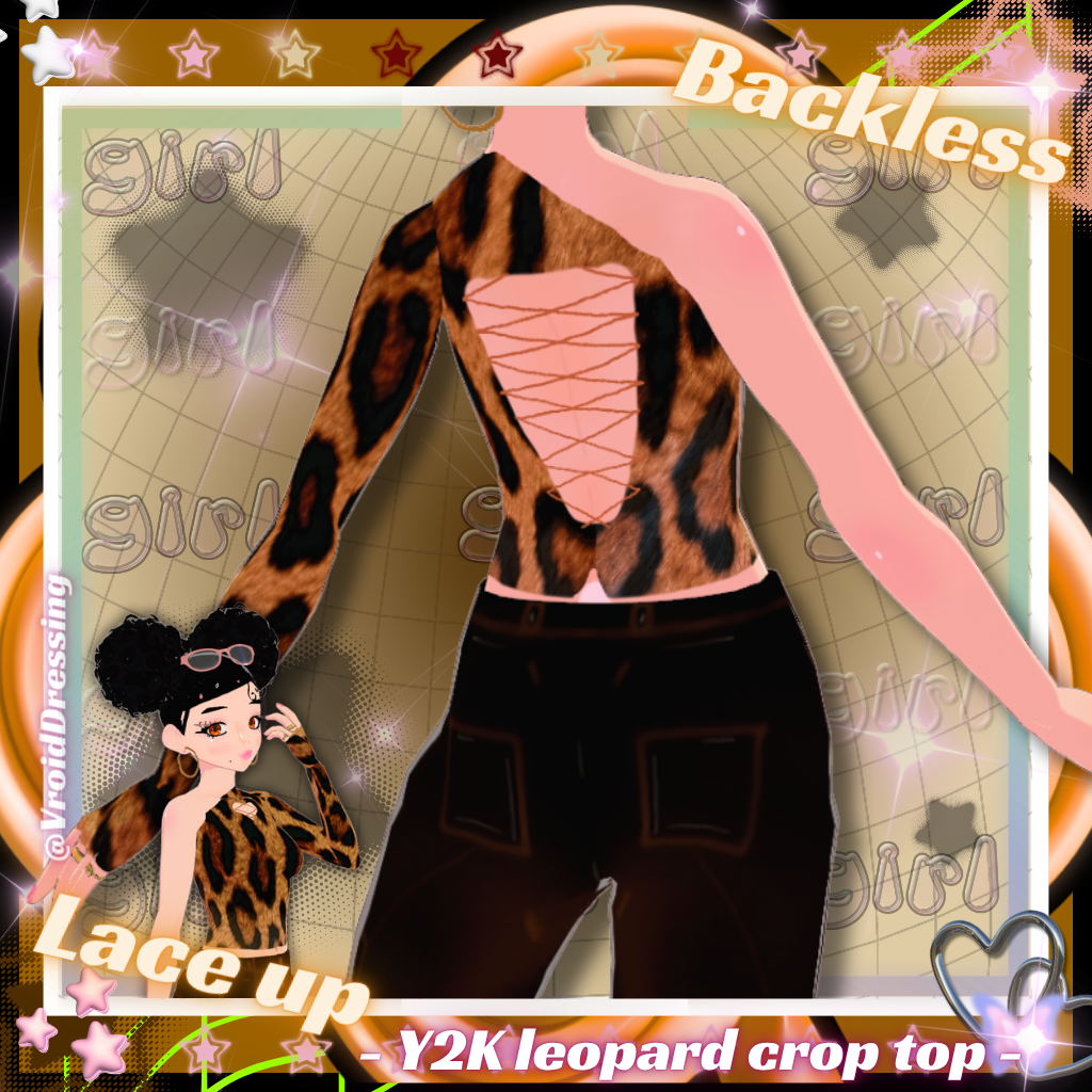 3D Vroid Y2K leopard crop top