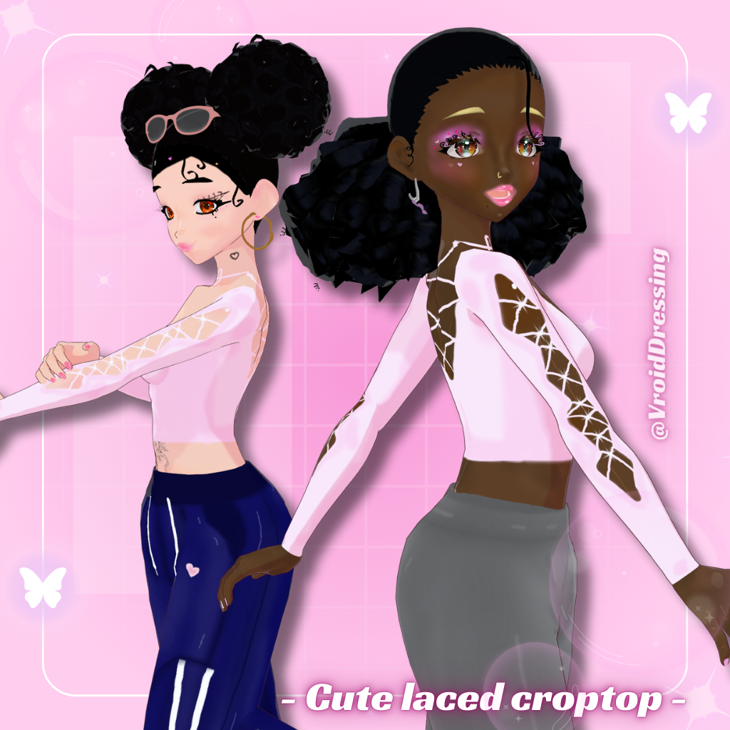 3D Y2K Cute Vroid lace up croptop