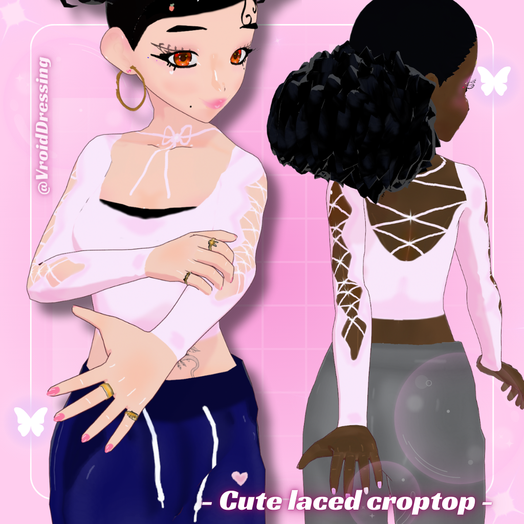 3D Y2K Cute Vroid lace up croptop