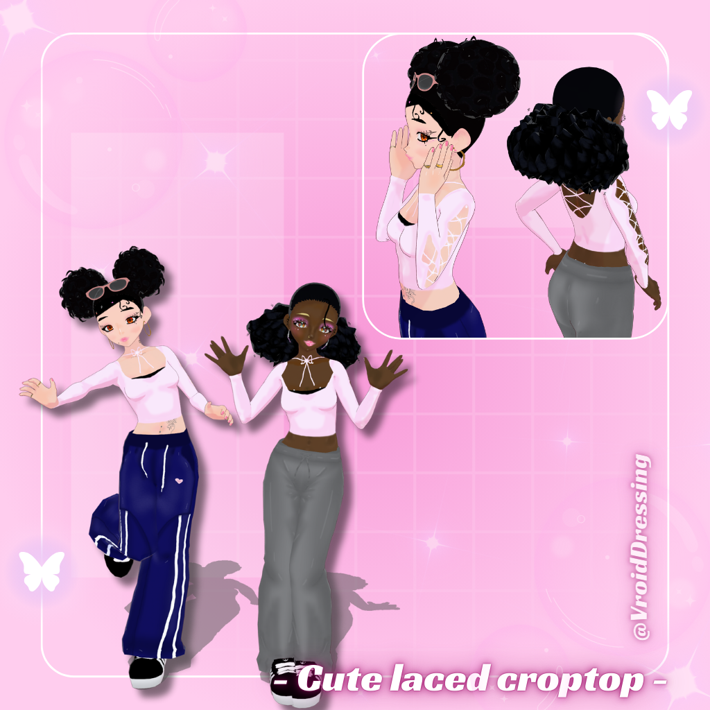 3D Y2K Cute Vroid lace up croptop