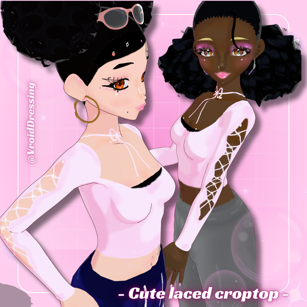 3D Y2K Cute Vroid lace up croptop