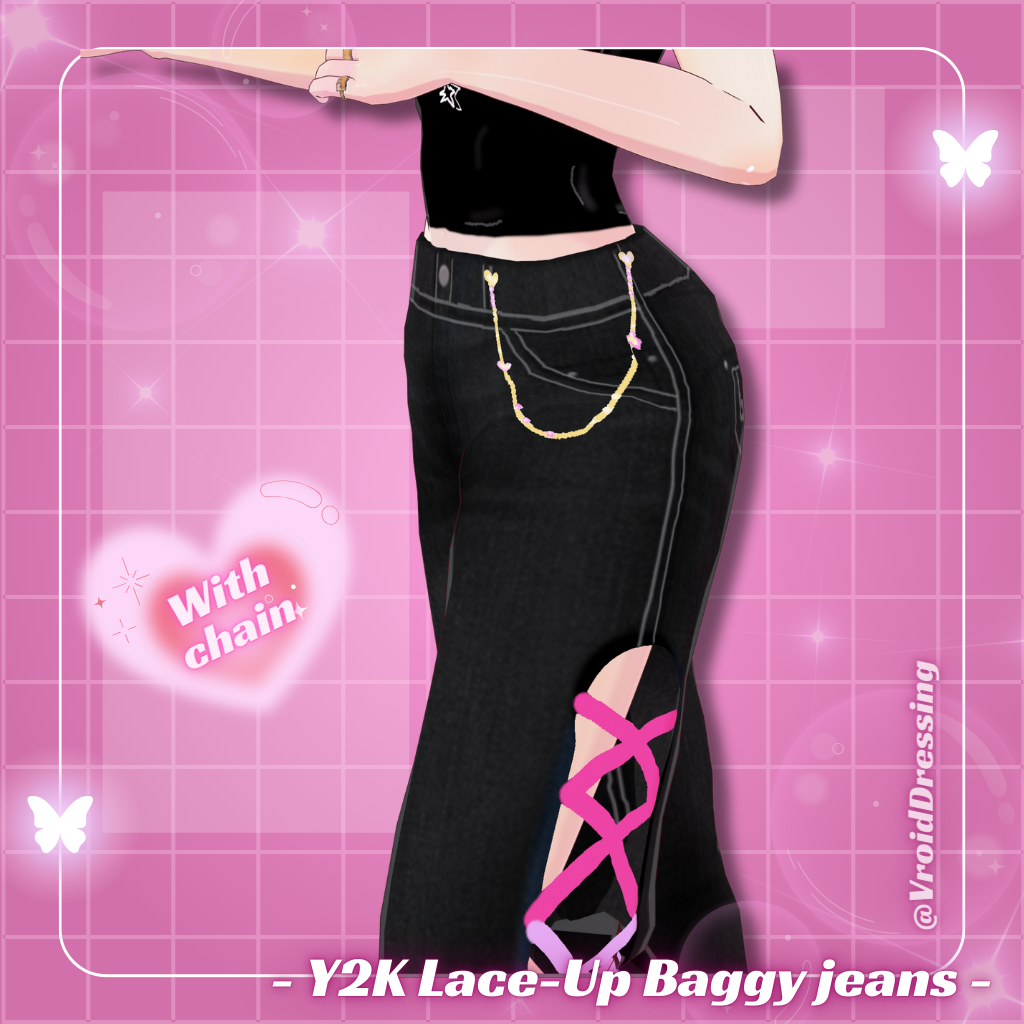 3d Vroid Y2K Lace Up Baggy jeans