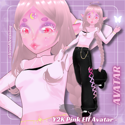 3D VRM Vroid Y2K VRM Pink Elf Avatar