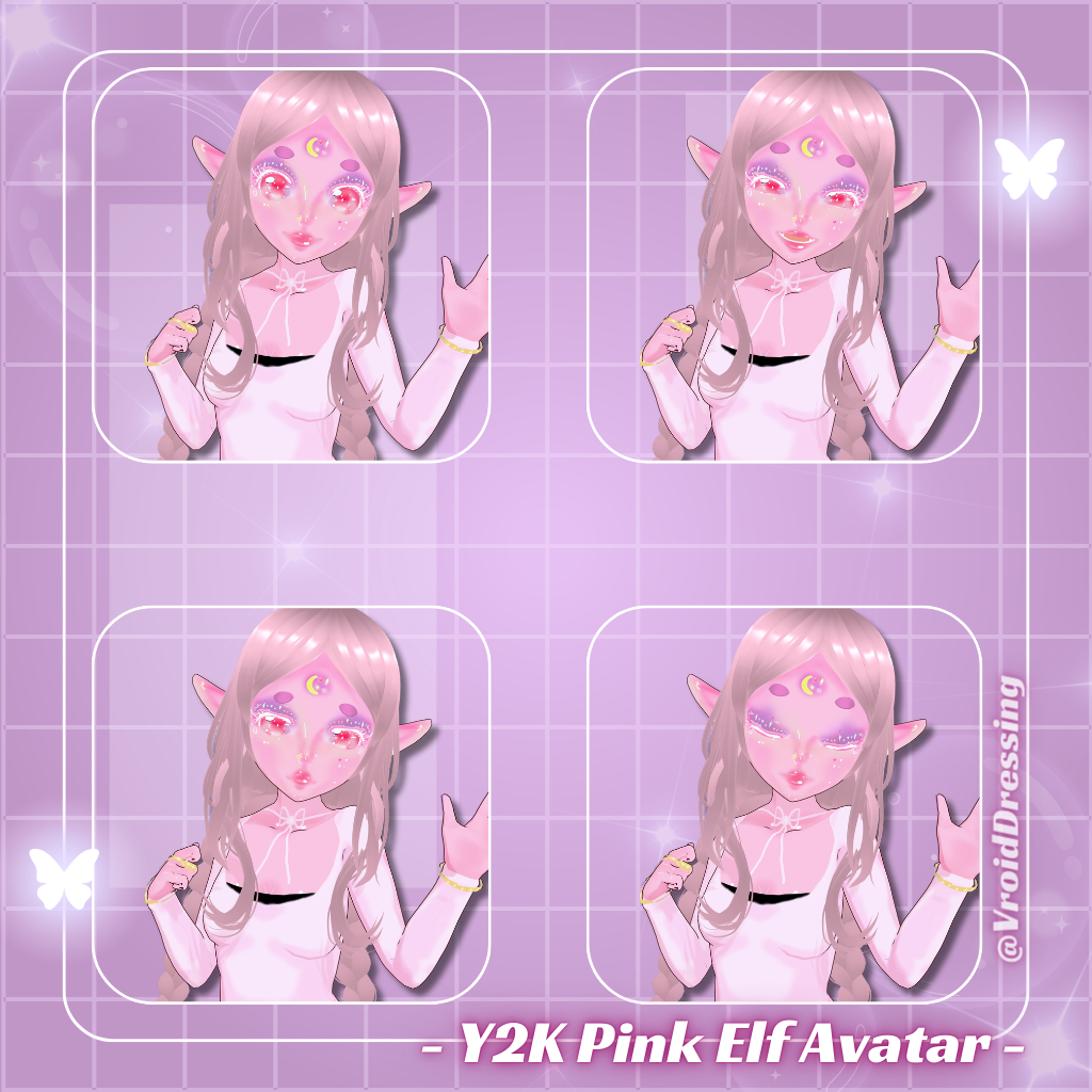 3D VRM Vroid Y2K VRM Pink Elf Avatar