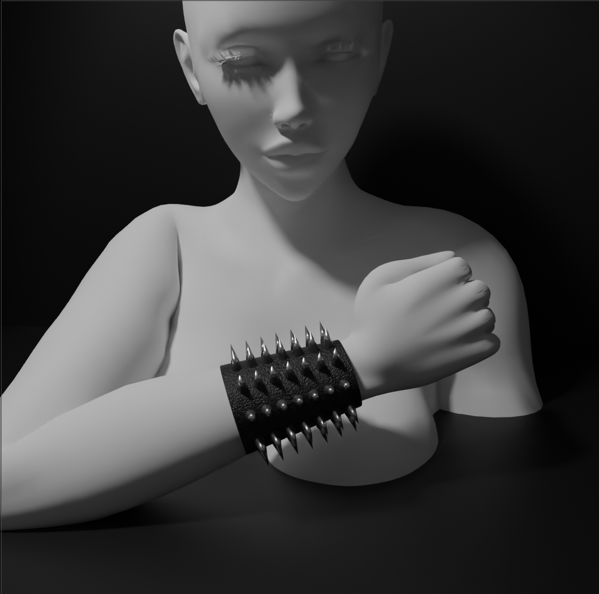 Spikes Leather Bracelet / VRCHAT