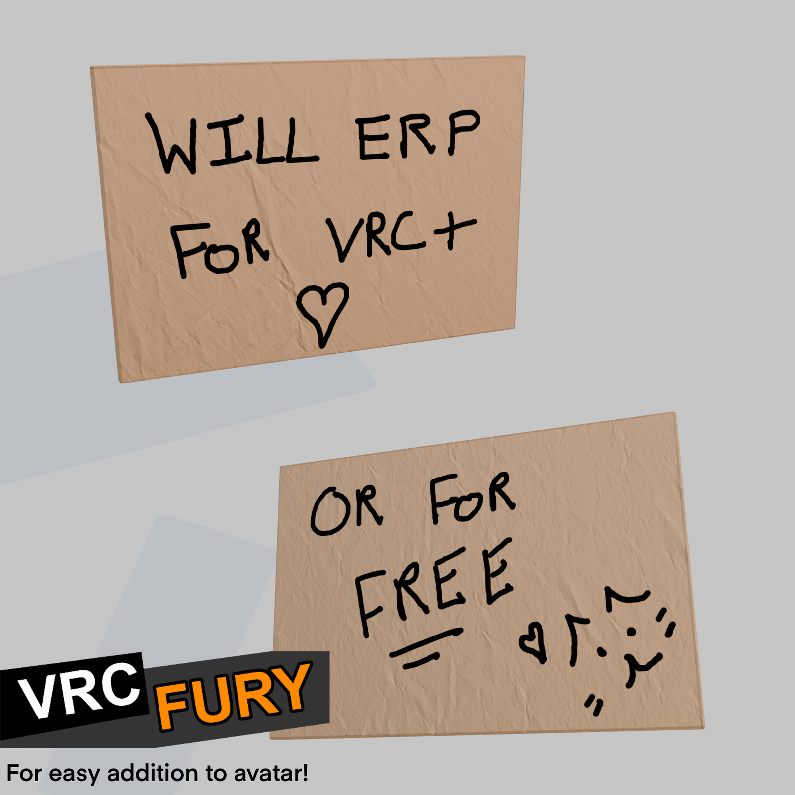 Cardboard Sign (VRChat Avatar Asset)