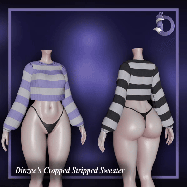 Dinzee's Cropped Stripped Sweater (Jinxxy)