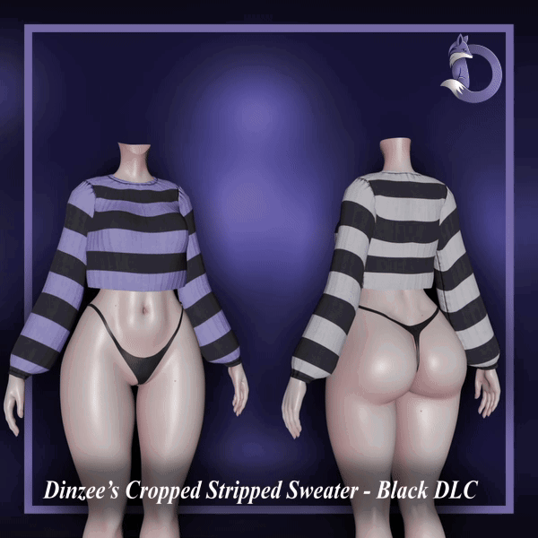 Dinzee's Cropped Stripped Sweater - Black Texture DLC  (FREE IN DISCORD SERVER) 