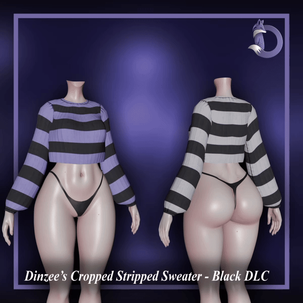 Dinzee's Cropped Stripped Sweater - Black Texture DLC (FREE IN DISCORD SERVER) (Jinxxy)