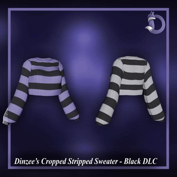 Dinzee's Cropped Stripped Sweater - Black Texture DLC (FREE IN DISCORD SERVER) (Jinxxy)