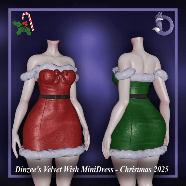 Dinzee's Velvet Wish Mini Dress - Christmas 2025 (Jinxxy)