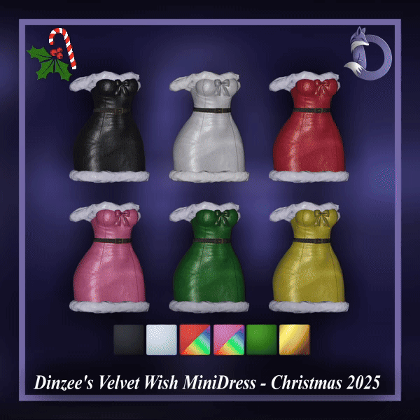 Dinzee's Velvet Wish Mini Dress - Christmas 2025 (Jinxxy)
