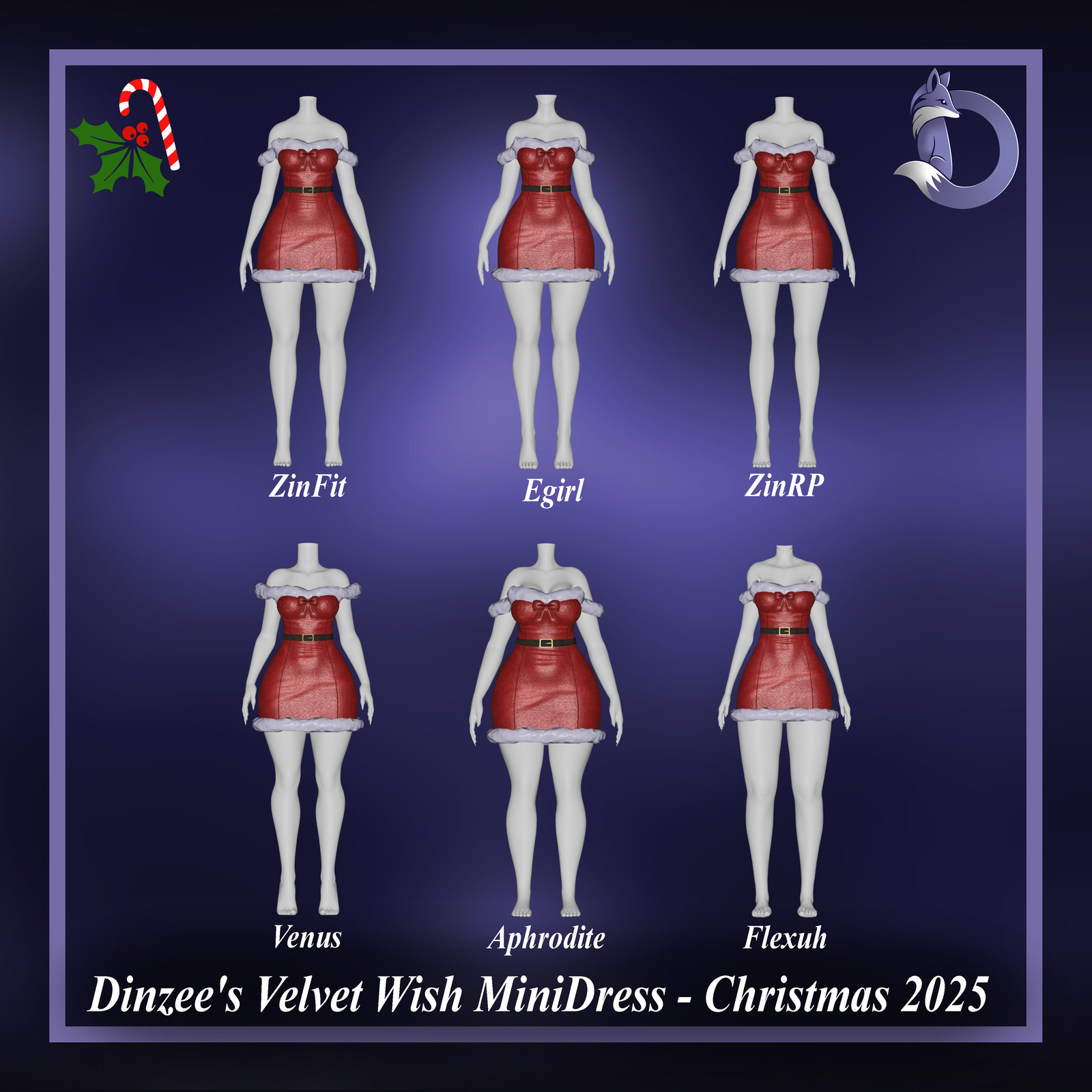 Dinzee's Velvet Wish Mini Dress - Christmas 2025 (Jinxxy)