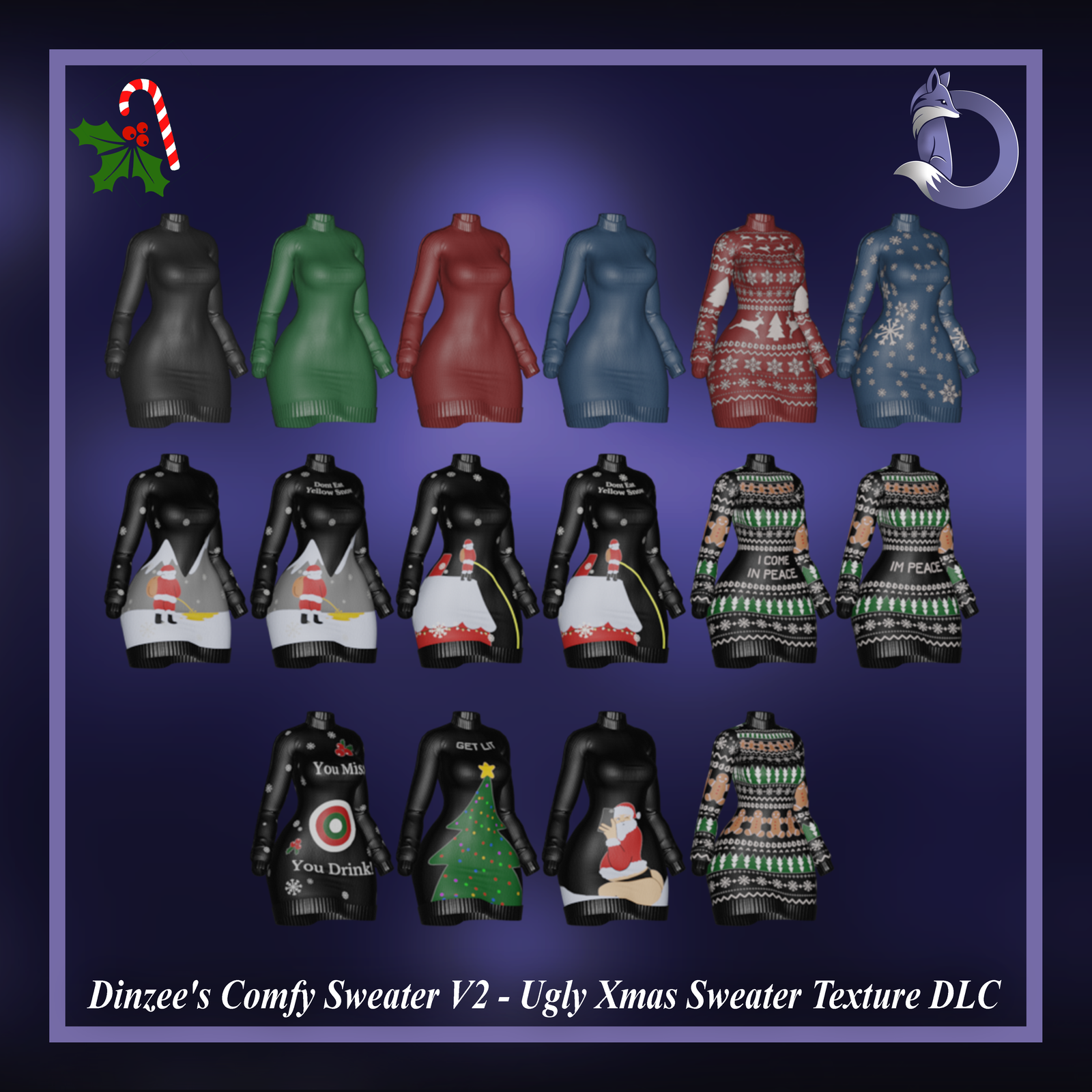 Dinzee's Comfy Sweater V2 - Ugly Xmas Sweater Texture DLC (FREE IN DISCORD SERVER) (Jinxxy)