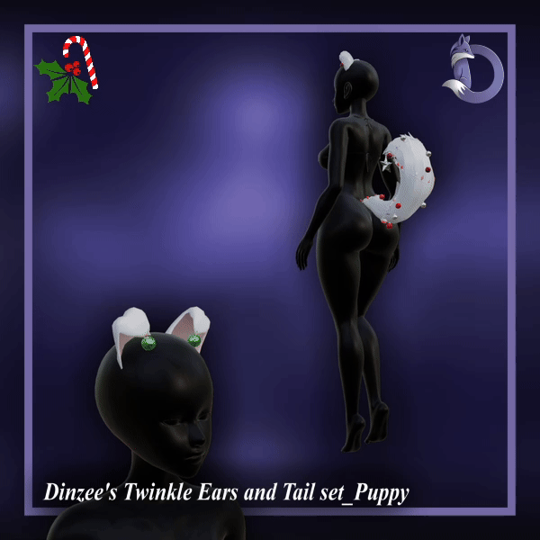 Dinzee's Twinkle Ears and Tail set - Puppy - Christmas 2025 (Jinxxy)