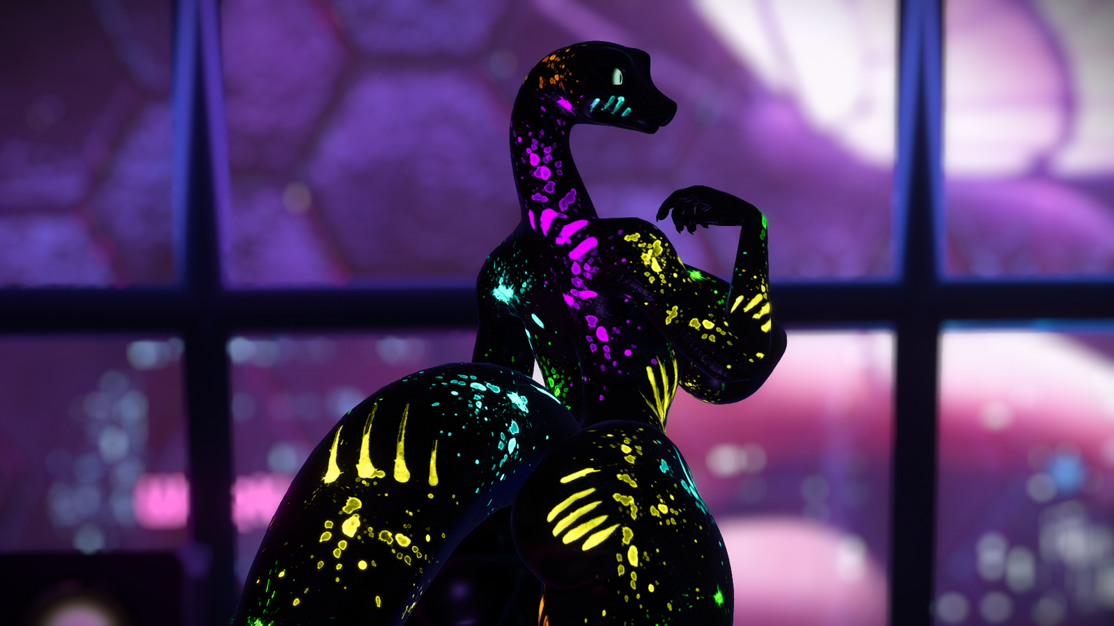 Rave Paint Spray emission mask for Lily the Snake