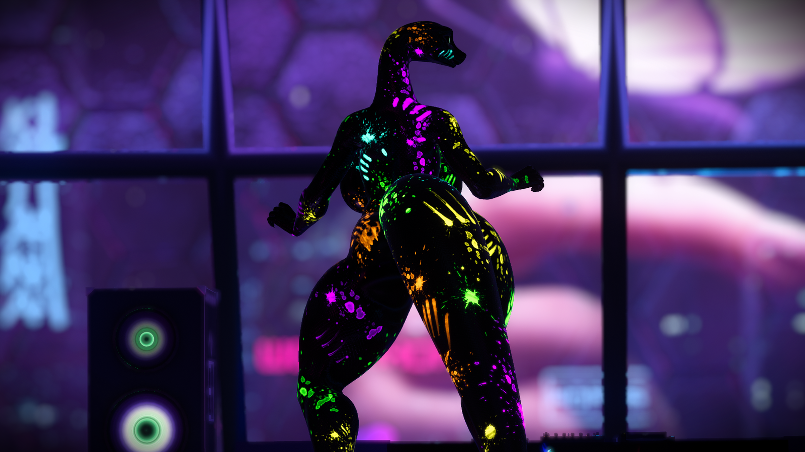 Rave Paint Spray emission mask for Lily the Snake