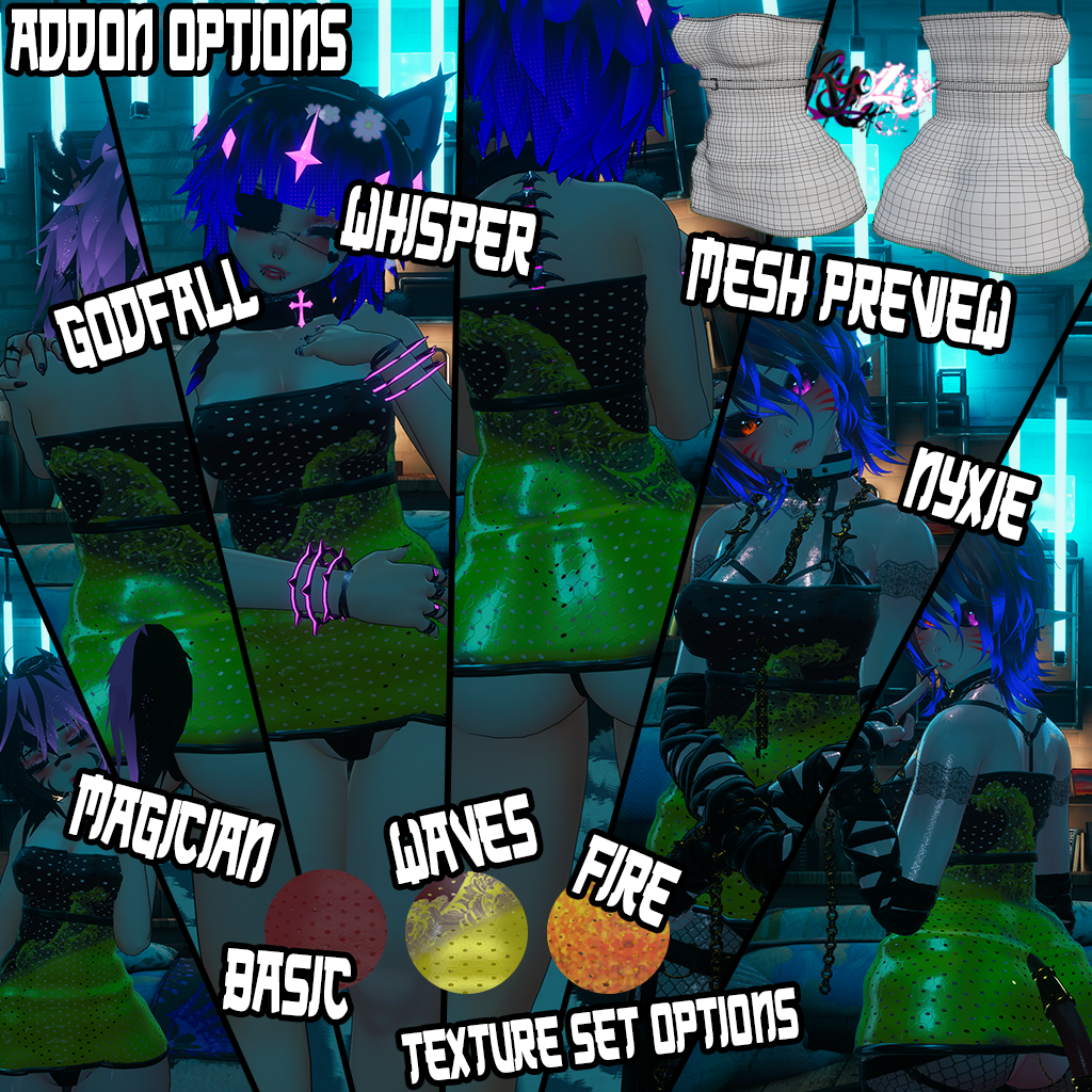 Tube Dress | Zinfit Egirl, Pandabase V2 | Addons Nyxie, Godfall Magician, and Whisper