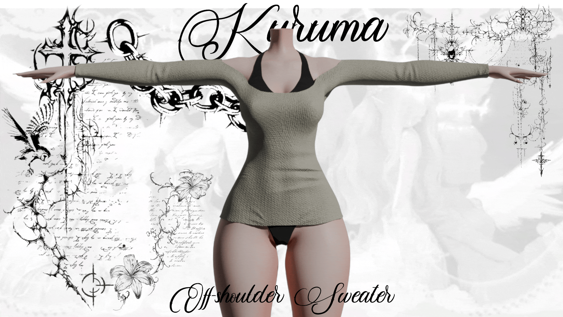 Off-Shoulder Sweater (9 Textures)