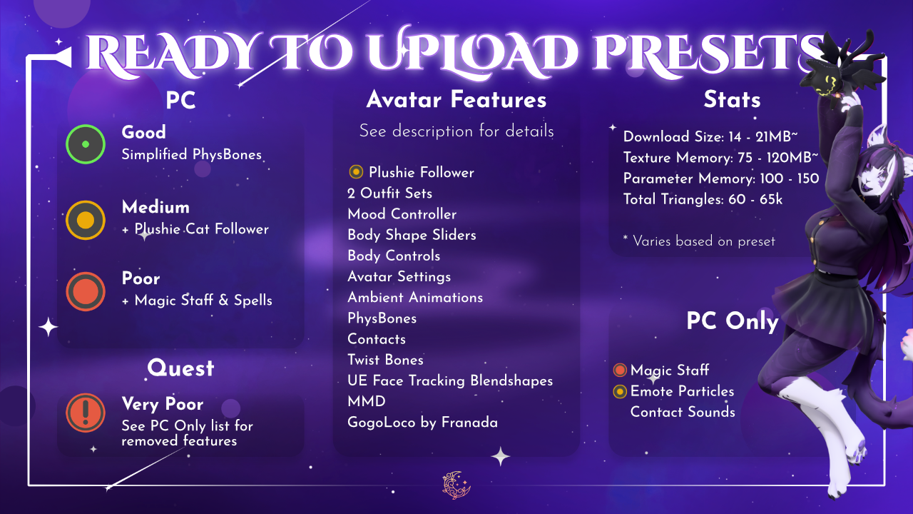 Hex Cat VRChat Avatar [PC + Quest]