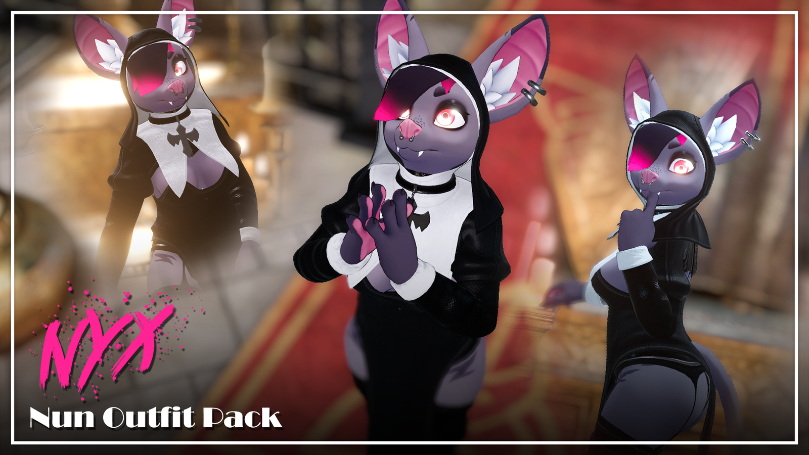 Nun Outfits for Nyx the Bat [VRChat Clothing]