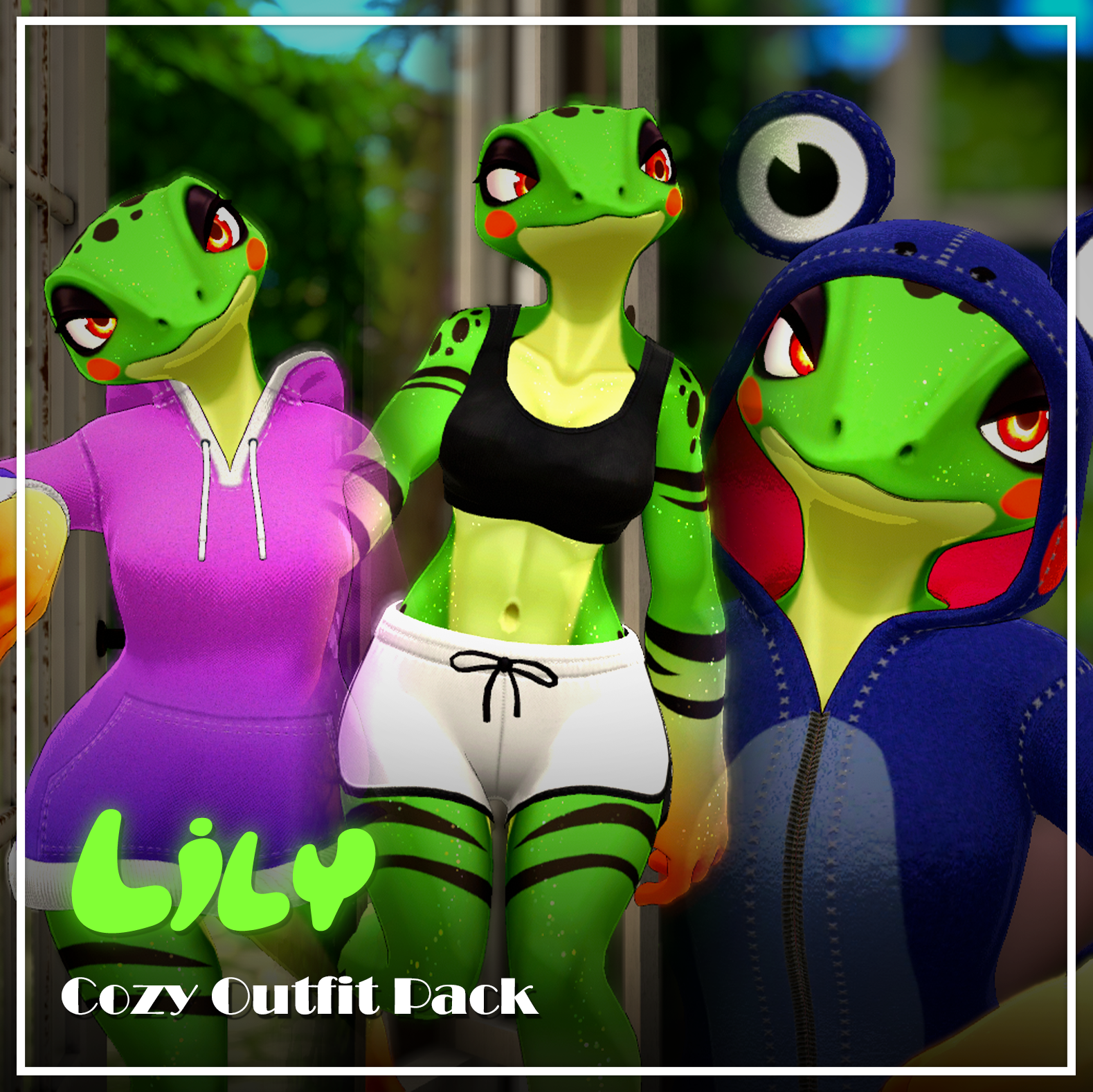 Cozy Outfits for Lily the Frog [VRChat Clothing]