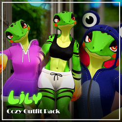 Cozy Outfits for Lily the Frog [VRChat Clothing]