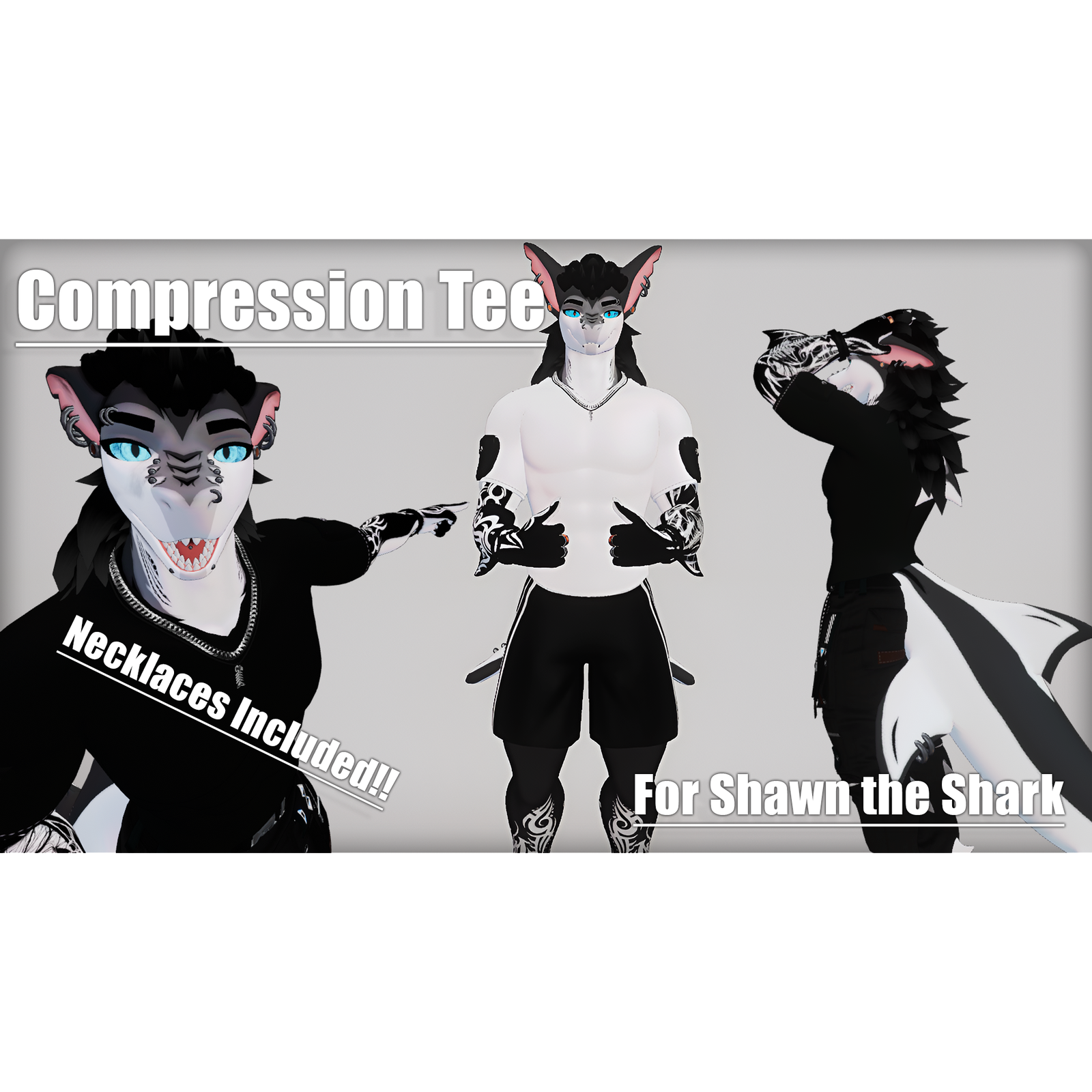 Compression Tee and Necklaces for Shawn the Shark!