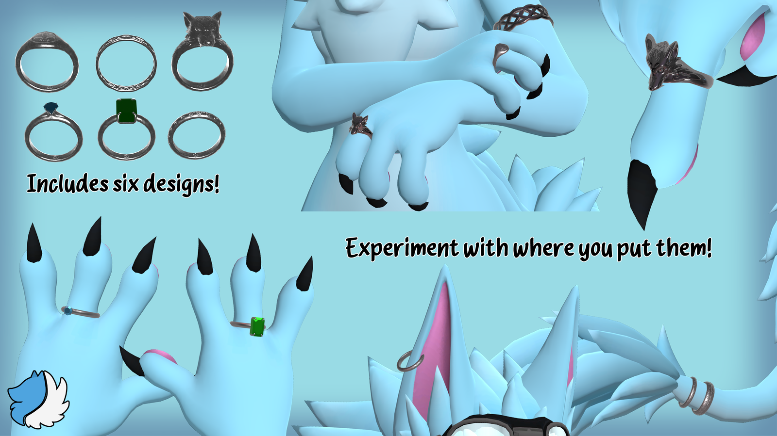 Six Ring Set- VRChat Accessory